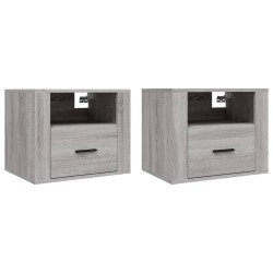 vidaXL Mesitas de noche de pared 2 uds gris Sonoma 50x36x40 cm