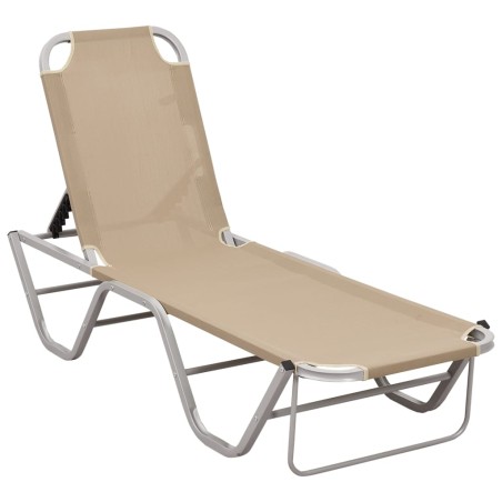 vidaXL Tumbona de aluminio y textilene crema