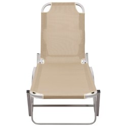 vidaXL Tumbona de aluminio y textilene crema