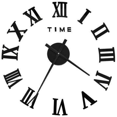 vidaXL Reloj 3D de pared con diseño moderno negro 100 cm XXL