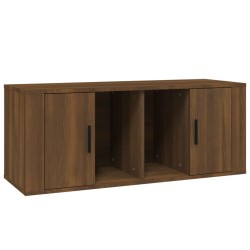 vidaXL Mueble TV madera contrachapada color marrón roble 100x35x40 cm