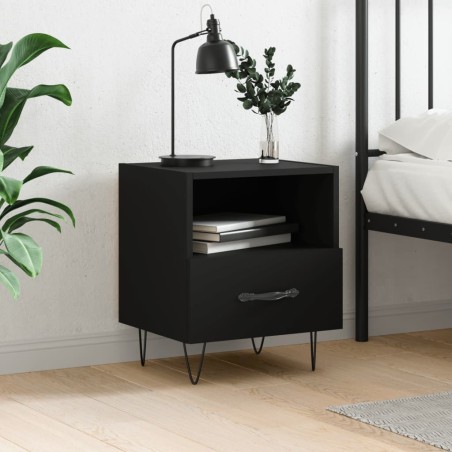 vidaXL Mesita de noche madera de ingeniería negro 40x35x47,5 cm
