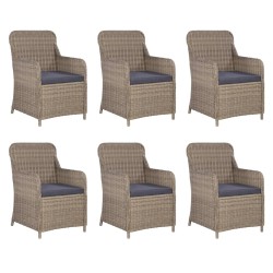 vidaXL Set comedor de jardín 7 piezas y cojines ratán sintético marrón