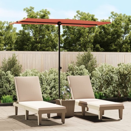 vidaXL Sombrilla de jardín con palo de aluminio terracota 180x110 cm 