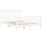 vidaXL Estructura cama de matrimonio con cabecero madera maciza blanco vidaXL Estructura cama de matrimonio con cabecero madera maciza blanco