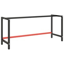 vidaXL Estructura banco de trabajo metal negro y rojo mate 180x57x79cm