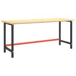 vidaXL Estructura banco de trabajo metal negro y rojo mate 180x57x79cm