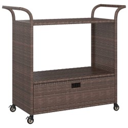 vidaXL Carrito de bar con cajón ratán sintético marrón 100x45x97 cm