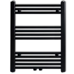 vidaXL Radiador toallero de baño recto negro 600 x 764 mm