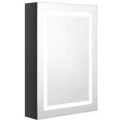 vidaXL Armario de baño con espejo LED negro brillante 50x13x70 cm