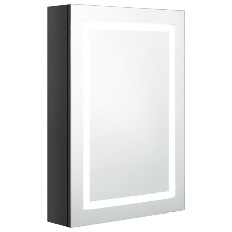 vidaXL Armario de baño con espejo LED negro brillante 50x13x70 cm