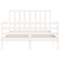 vidaXL Estructura cama de matrimonio con cabecero madera maciza blanco vidaXL Estructura cama de matrimonio con cabecero madera maciza blanco