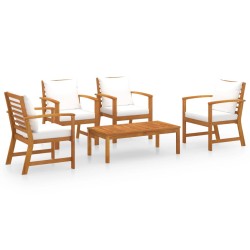 vidaXL Muebles de jardín 5 piezas cojines madera maciza de acacia