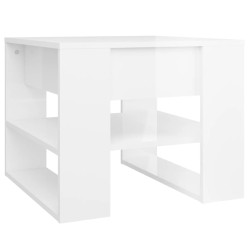 vidaXL Mesa de centro madera contrachapada blanco brillo 55,5x55x45 cm
