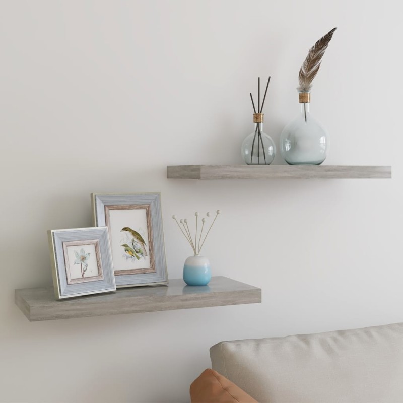 vidaXL Estantes flotantes pared 2 uds MDF gris hormigón 60x23,5x3,8 cm vidaXL Estantes flotantes pared 2 uds MDF gris hormigón 60x23,5x3,8 cm