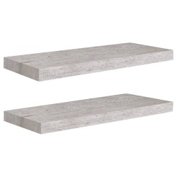 vidaXL Estantes flotantes pared 2 uds MDF gris hormigón 60x23,5x3,8 cm