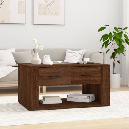 vidaXL Mesa de centro madera contrachapada roble marrón 80x50x40 cm