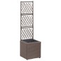 vidaXL Enrejado y arriate 1 maceta ratán sintético marrón 30x30x107 cm vidaXL Enrejado y arriate 1 maceta ratán sintético marrón 30x30x107 cm