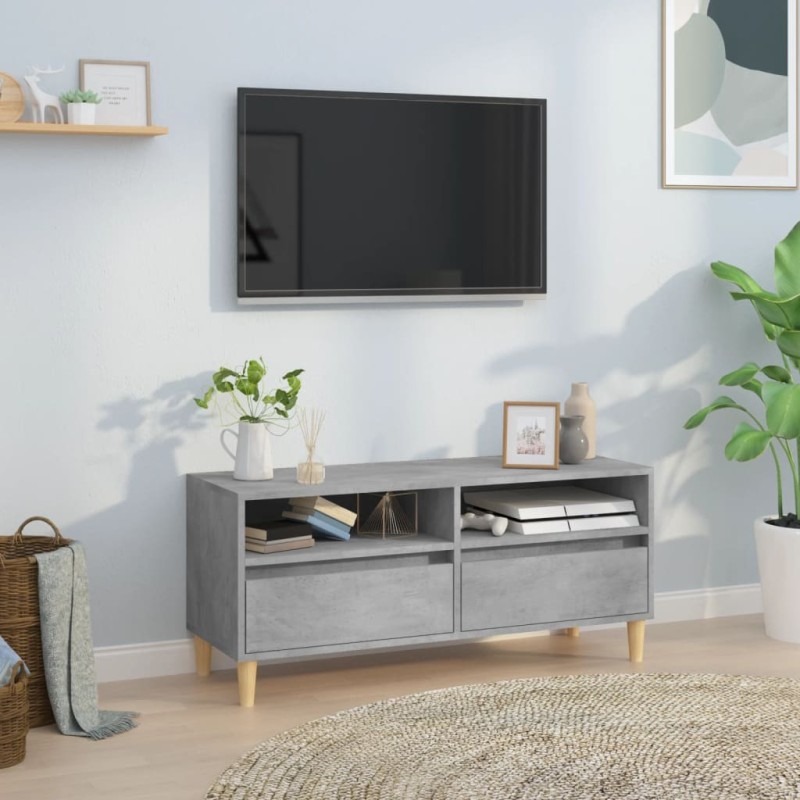 vidaXL Mueble de TV madera contrachapada gris hormigón 100x34,5x44,5cm vidaXL Mueble de TV madera contrachapada gris hormigón 100x34,5x44,5cm
