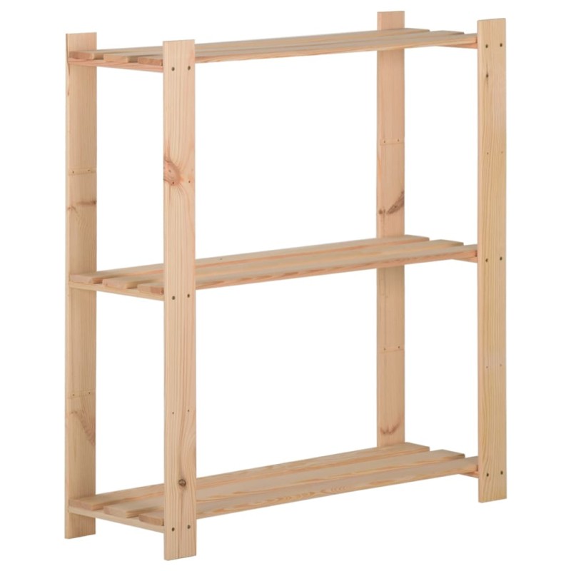 vidaXL Estantería de 3 niveles madera pino maciza 80x28,5x90 cm vidaXL Estantería de 3 niveles madera pino maciza 80x28,5x90 cm