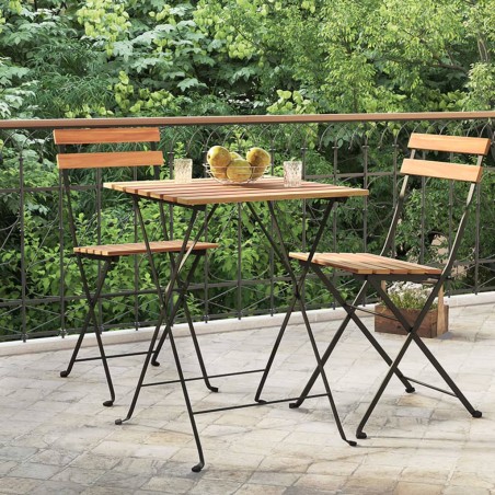 vidaXL Mesa de cafetería plegable teca maciza y acero 55x54x71 cm