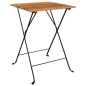 vidaXL Mesa de cafetería plegable teca maciza y acero 55x54x71 cm vidaXL Mesa de cafetería plegable teca maciza y acero 55x54x71 cm