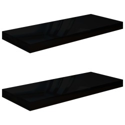 vidaXL Estante flotante de pared 2 uds MDF negro brillo 60x23,5x3,8 cm