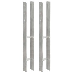 vidaXL Anclajes de valla 2 uds acero galvanizado plateado 7x6x60 cm
