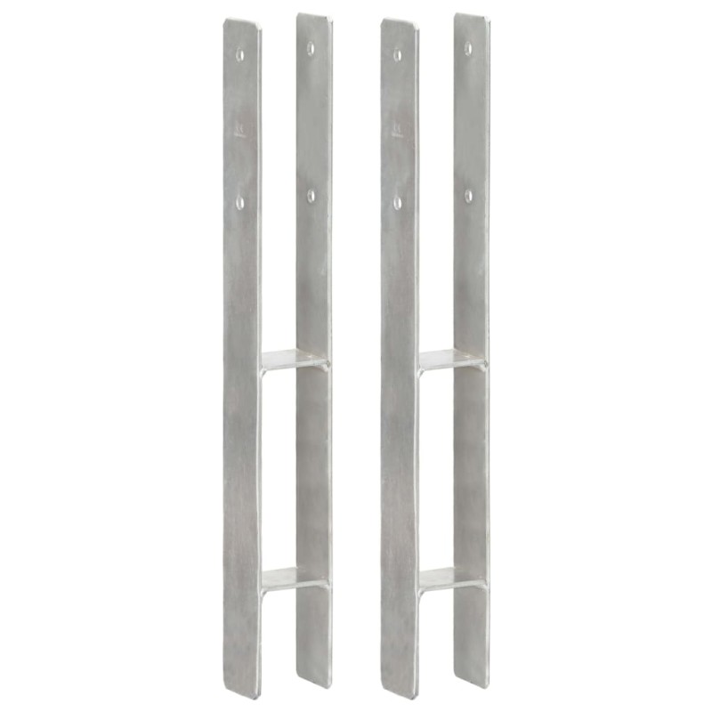 vidaXL Anclajes de valla 2 uds acero galvanizado plateado 7x6x60 cm vidaXL Anclajes de valla 2 uds acero galvanizado plateado 7x6x60 cm
