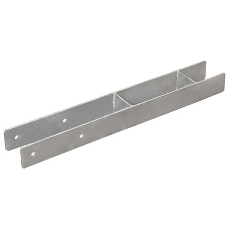 vidaXL Anclajes de valla 2 uds acero galvanizado plateado 7x6x60 cm