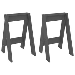 vidaXL Taburetes 2 unidades madera maciza de pino gris 40x40x60 cm