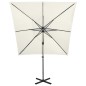 vidaXL Sombrilla voladiza con poste y luces LED arena 250 cm vidaXL Sombrilla voladiza con poste y luces LED arena 250 cm