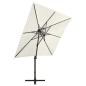 vidaXL Sombrilla voladiza con poste y luces LED arena 250 cm vidaXL Sombrilla voladiza con poste y luces LED arena 250 cm