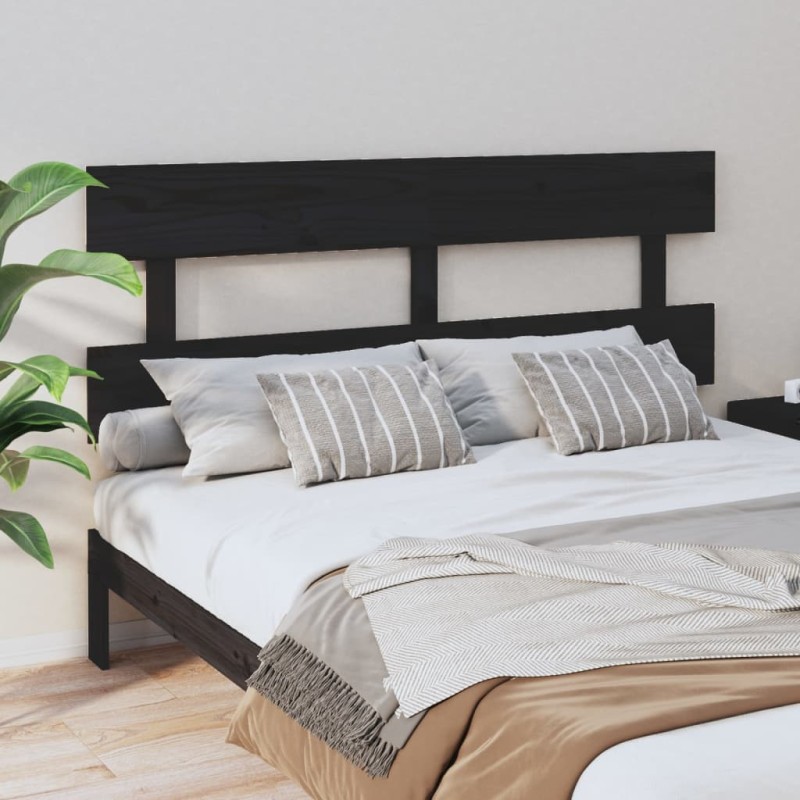 vidaXL Cabecero de cama madera maciza de pino negro 164x3x81 cm vidaXL Cabecero de cama madera maciza de pino negro 164x3x81 cm