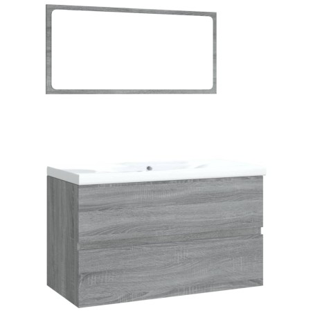 vidaXL Set de muebles de baño madera contrachapada gris Sonoma