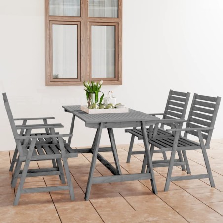 vidaXL Juego de comedor de jardín 5 pzas madera maciza de acacia gris