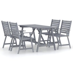 vidaXL Juego de comedor de jardín 5 pzas madera maciza de acacia gris
