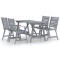 vidaXL Juego de comedor de jardín 5 pzas madera maciza de acacia gris
