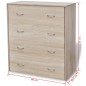 vidaXL Aparador con 4 cajones color roble 60x30,5x71 cm vidaXL Aparador con 4 cajones color roble 60x30,5x71 cm