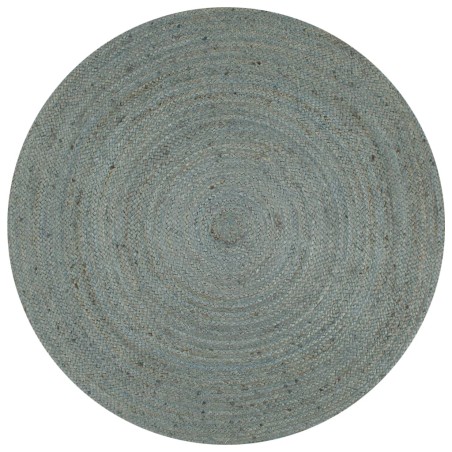 vidaXL Alfombra de yute tejida a mano redonda verde oliva 150 cm