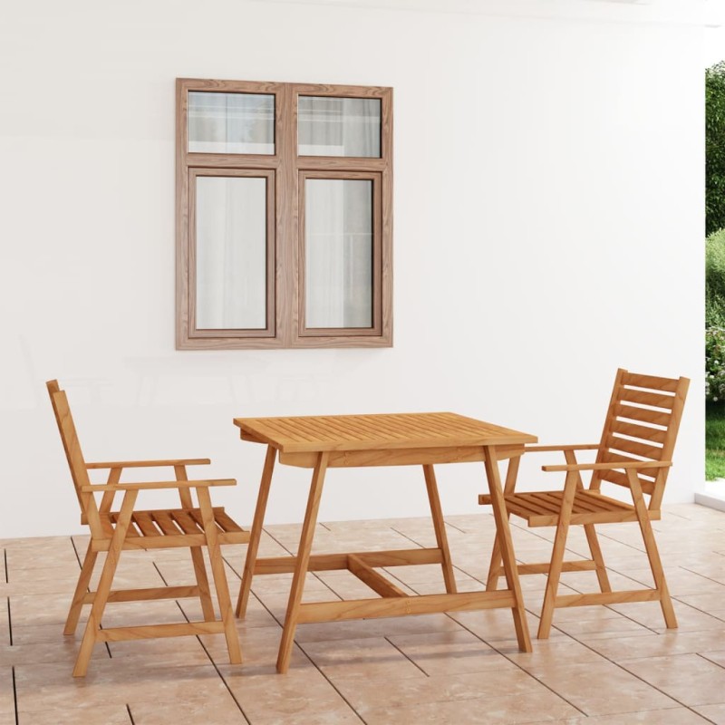 vidaXL Juego de comedor para jardín 3 piezas madera maciza de acacia vidaXL Juego de comedor para jardín 3 piezas madera maciza de acacia