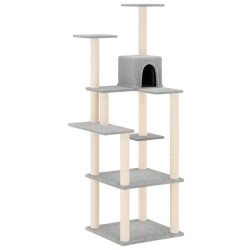 vidaXL Rascador para gatos con postes de sisal gris claro 153 cm