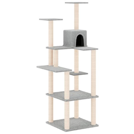 vidaXL Rascador para gatos con postes de sisal gris claro 153 cm