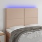 vidaXL Cabecero luces LED cuero sintético capuchino 144x5x118/128cm vidaXL Cabecero luces LED cuero sintético capuchino 144x5x118/128cm