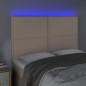 vidaXL Cabecero luces LED cuero sintético capuchino 144x5x118/128cm vidaXL Cabecero luces LED cuero sintético capuchino 144x5x118/128cm