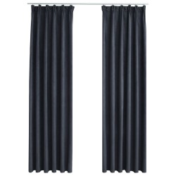 vidaXL Cortinas opacas con ganchos 2 uds gris antracita 140x245 cm