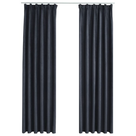 vidaXL Cortinas opacas con ganchos 2 uds gris antracita 140x245 cm