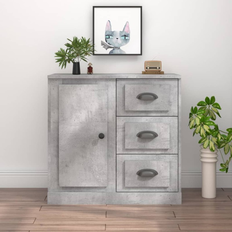 vidaXL Aparador de madera contrachapada gris hormigón 70x35,5x67,5 cm vidaXL Aparador de madera contrachapada gris hormigón 70x35,5x67,5 cm