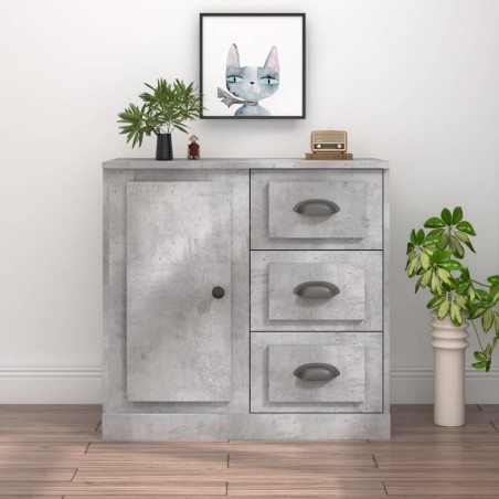vidaXL Aparador de madera contrachapada gris hormigón 70x35,5x67,5 cm