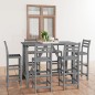 vidaXL Mesa y sillas de bar de jardín 7 pzas gris madera maciza acacia vidaXL Mesa y sillas de bar de jardín 7 pzas gris madera maciza acacia